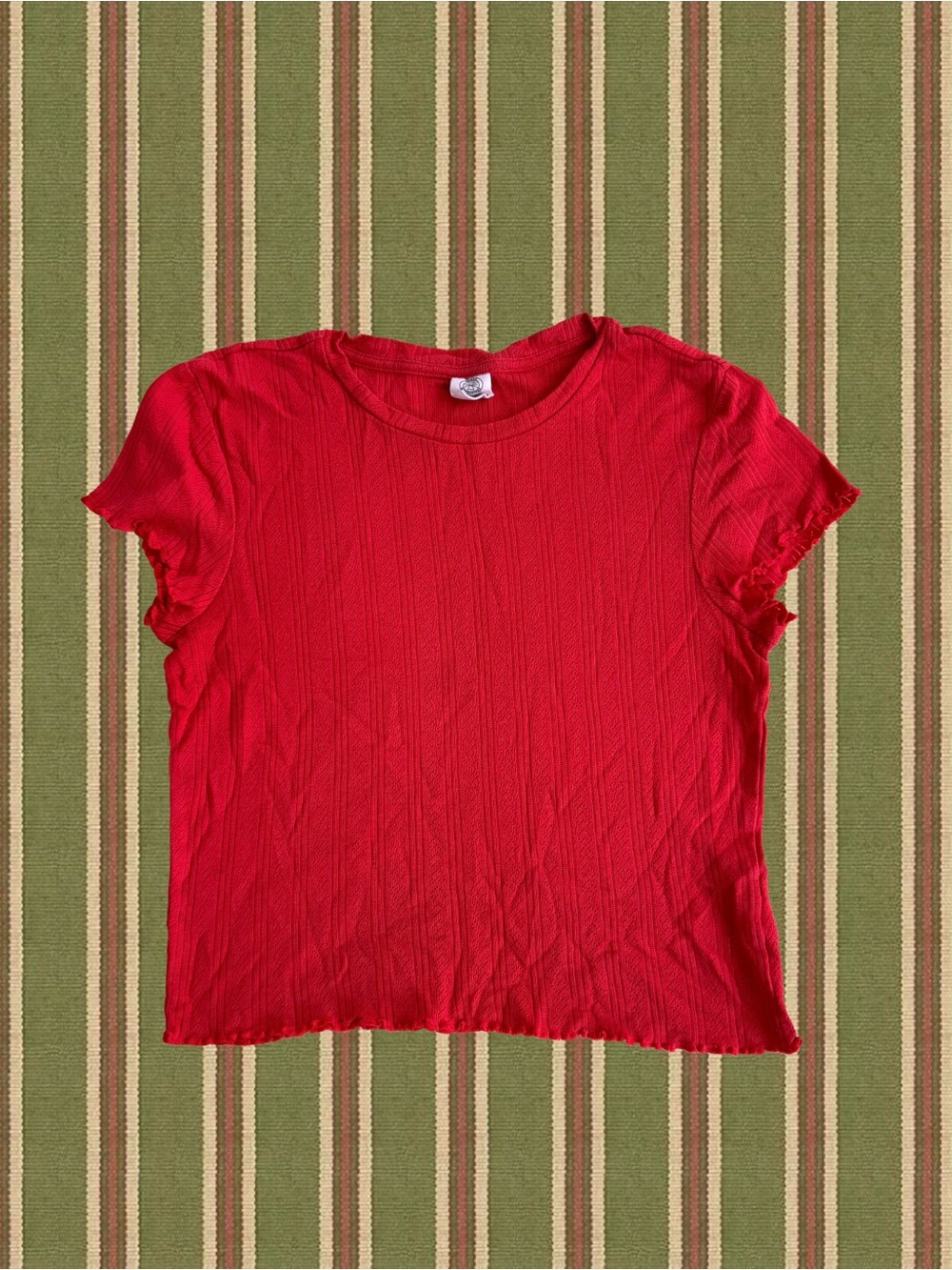 Urban Outfitters Redish-Orange Pointelle Crop Tee